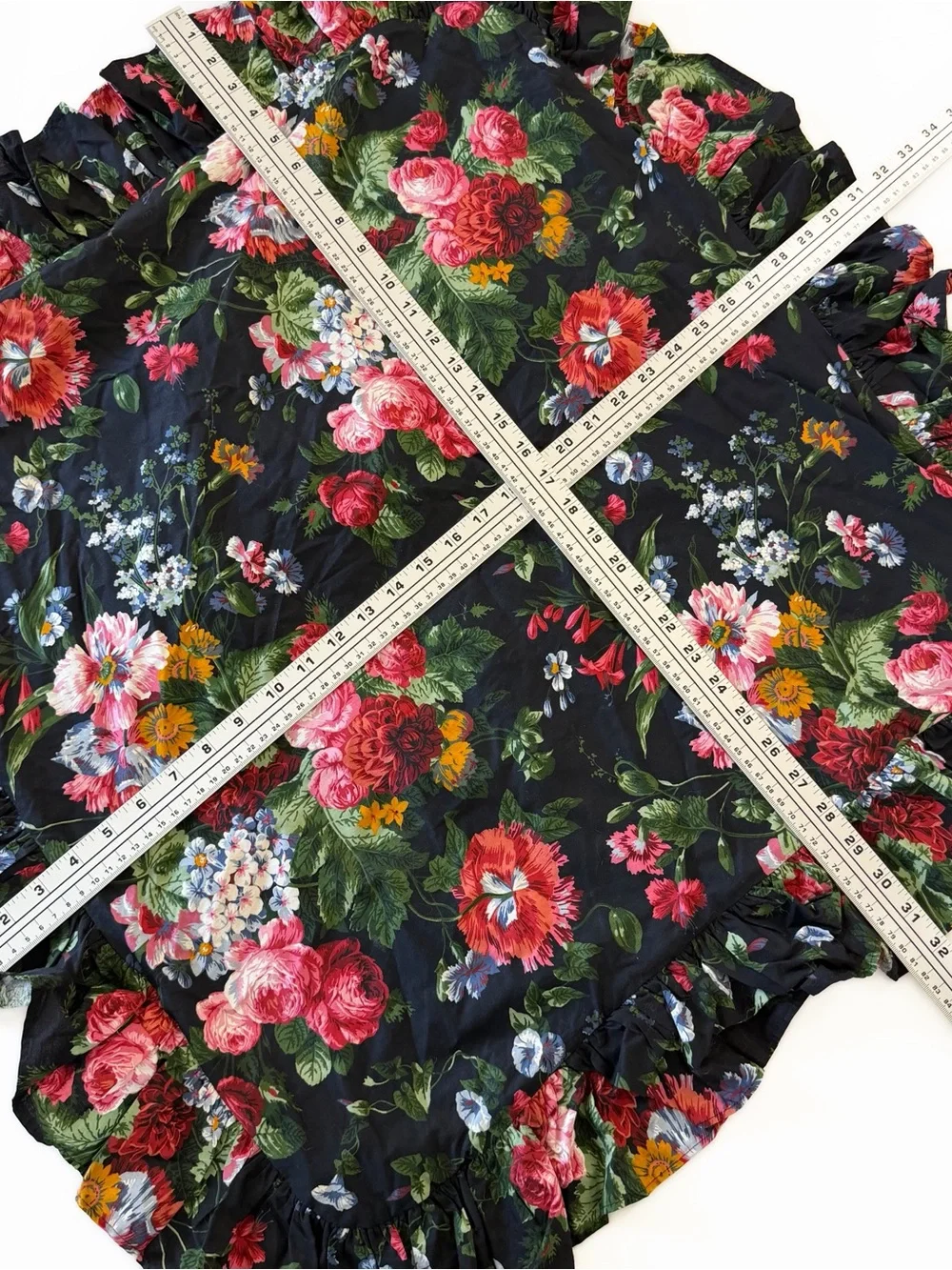 Ralph Lauren Isadora Black Floral Ruffled Euro Sham
